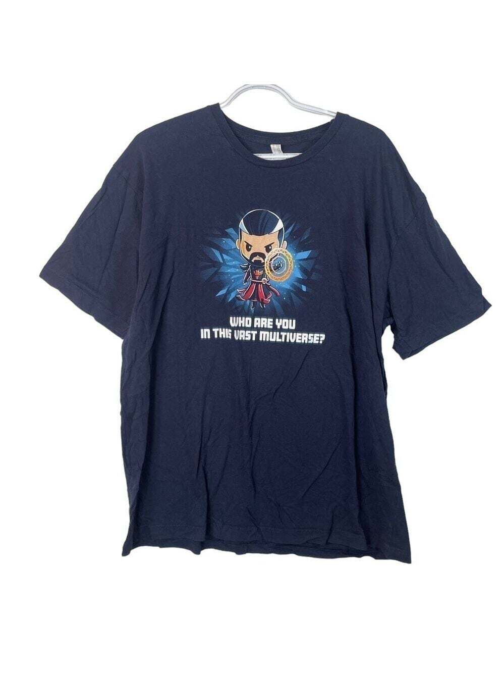 Vast Multiverse Graphic Tee Men’s 2XL Blue Short Sleeve Who Are You In Shirt